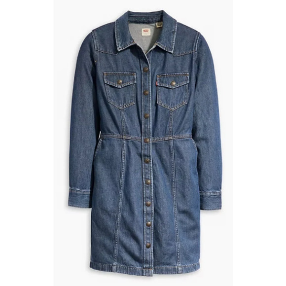 Levi's Women Western  Denim Button Up  Dress Medium NWT - Picture 1 of 6